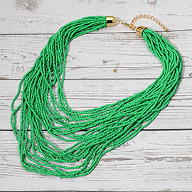Seed Beaded Multi Layered Strand Necklace