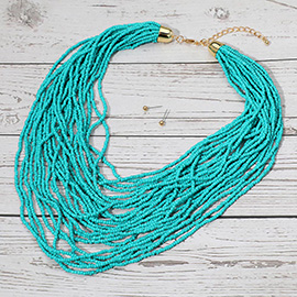 Seed Beaded Multi Layered Strand Necklace