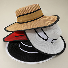 Woven Wide Brim Boater Hat