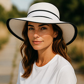 Woven Wide Brim Boater Straw Hat