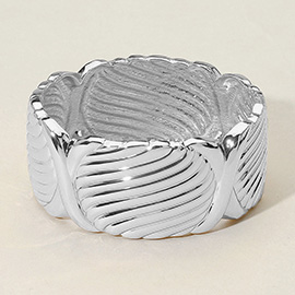 Textured Metal Hinged Bangle Bracelet