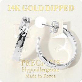 14K Gold Dipped Hypoallergenic Textured Hoop Earrings