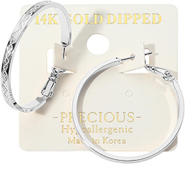 14K Gold Dipped Hypoallergenic Textured Hoop Earrings