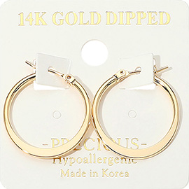 14K Gold Dipped Hypoallergenic Pin Catch Hoop Earrings