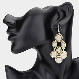 Wooden Cluster Chandelier Drop Earrings