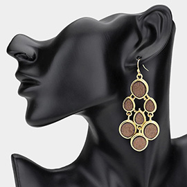 Wooden Cluster Chandelier Drop Earrings