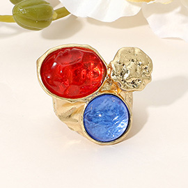 Abstract Chunky Stone Textured Stretch Ring