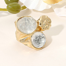 Abstract Chunky Stone Textured Stretch Ring
