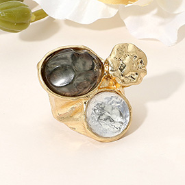 Abstract Chunky Stone Textured Stretch Ring