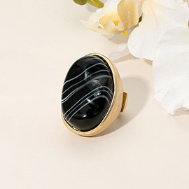 Marbled Oval Stone Stretch Ring