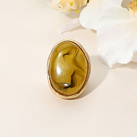 Marbled Oval Stone Stretch Ring