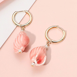 Ceramic Conch Shell Dangle Earrings