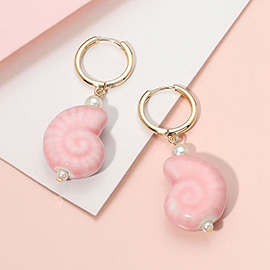 Ceramic Spiral Shell Dangle Earrings