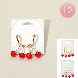 12Pairs - Cherry Dangle Earrings