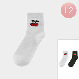 12Pairs - Cherry Pointed Socks