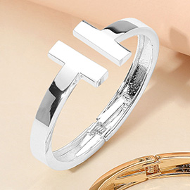 Metal T Tip Hinged Bangle Cuff Bracelet