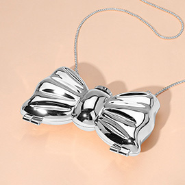 Metallic Compact Bow Clutch Evening Bag / Crossbody Bag