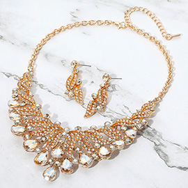 Teardrop Stone Cluster Rhinestone Paved Embellished Collar Evening Necklace