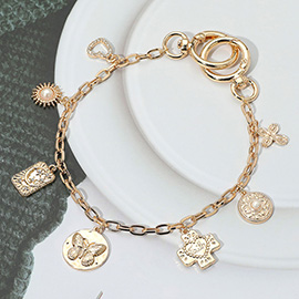Butterfly Cross Pearl Heart Charm Station Chain Bag Charm