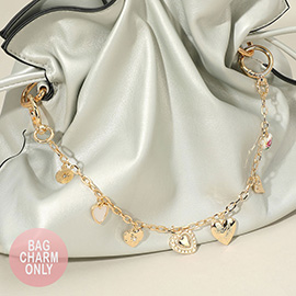 Mother of Pearl Floral Ceramic Heart Locket Station Chain Bag Charm