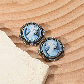 Vintage Cameo Stud Earrings