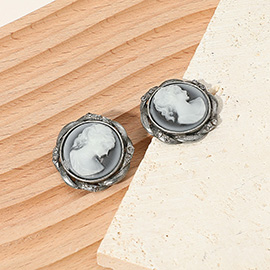 Vintage Cameo Stud Earrings