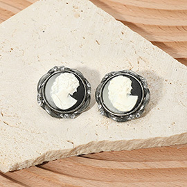 Vintage Cameo Stud Earrings
