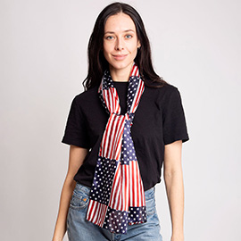 American USA Flag Printed Scarf