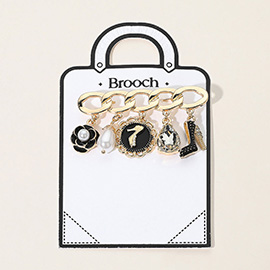 SECRET BOX_Pearl Flower High Heel Teardrop Cluster Charm Pin Brooch