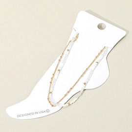 Seed Beaded Dainty Chain Layered Anklet