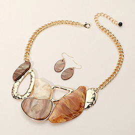 Abstract Celluloid Acetate Plate Pointed Statement Necklace