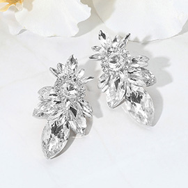 Marquise Stone Cluster Embellished Evening Earrings