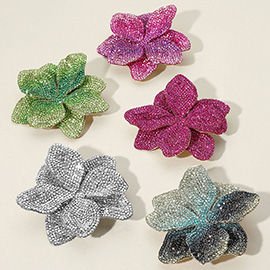 Stone Paved Flower Pin Brooch / Alligator Snap Hair Clip