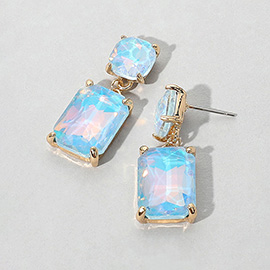 Square Rectangle Link Dangle Evening Earrings
