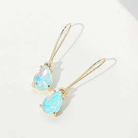 Teardrop Stone Cushion Dangle Earrings