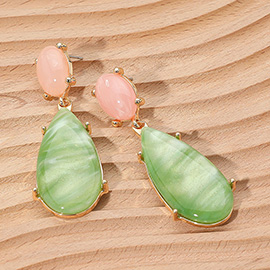 Marbled Resin Long Teardrop Dangle Earrings