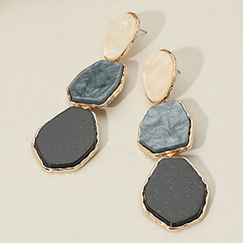 Geometric Glittered Resin Plate Link Drop Dangle Earrings