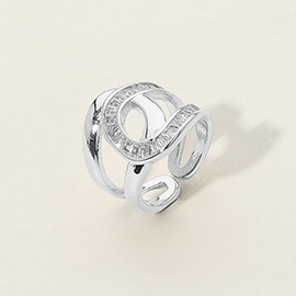 SECRET BOX_Stainless Steel Baguette Stone Accent Bold Twist Ring