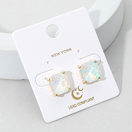 Cushion Square Stone Stud Evening Earrings
