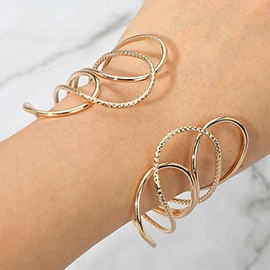 Multi Wire Metal Wide Cuff Bracelet