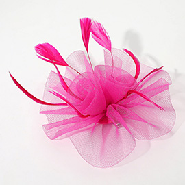 Mesh Flower Feather Mesh Fascinator / Headband