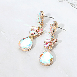 Glass Stone Cluster Embellished Drop Dangle Evening Earrings