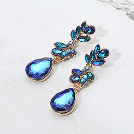Glass Stone Cluster Embellished Drop Dangle Evening Earrings