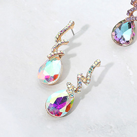 Teardrop Glass Stone Drop Stone Paved Swirl Evening Earrings