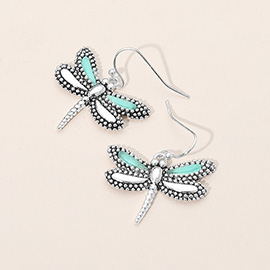 Sea Glass Dragonfly Dangle Earrings