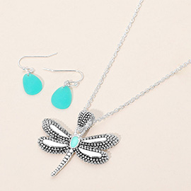 Sea Glass Dragonfly Pendant Necklace