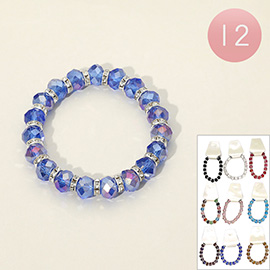 12PCS - Faceted Beaded Stretch Bracelets