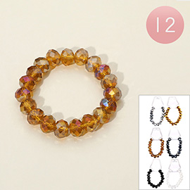 12PCS - Faceted Beaded Stretch Bracelets