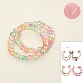12 SET OF 2 - Ball Beaded Layered Bracelets