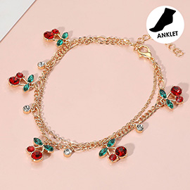 Cherry Stone Cluster Charm Station Anklet